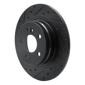 Mercedes-Benz C250 Brake Rotor (1) - Rear Left - R1 Concepts - Drilled & Slotted - Black - `08-`15
